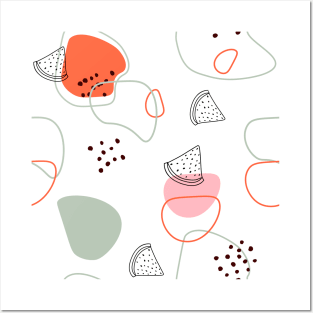 Abstract design and doodle watermelon slice Posters and Art